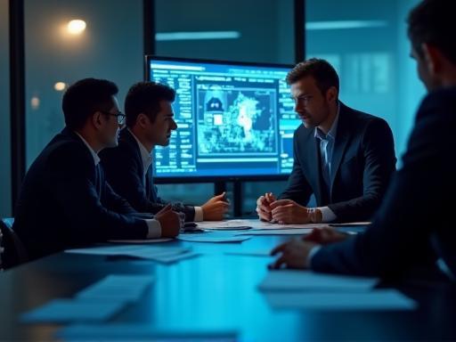 Guardian Shield India security team discussing strategy.
